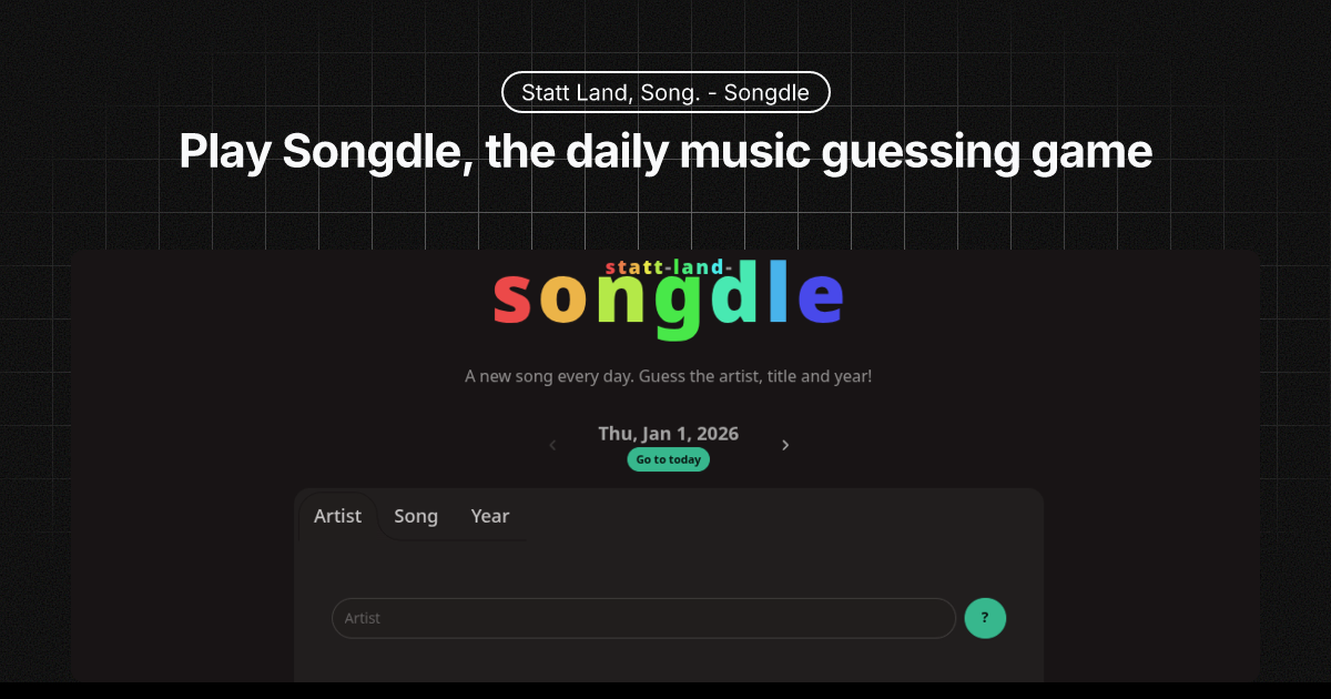 Songdle - Daily Music Quiz | Statt Land, Song